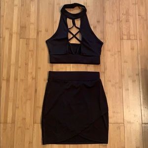 NEW black crop top and skirt set